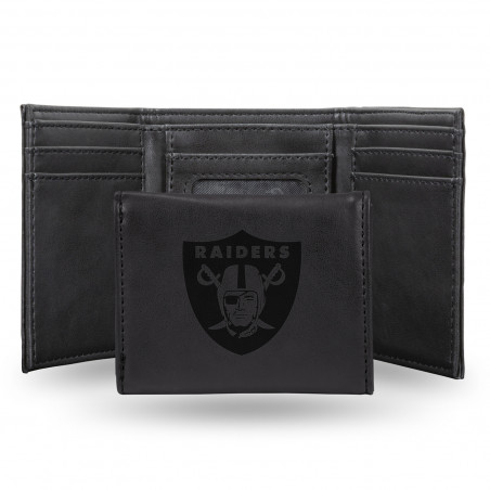 RAIDERS LASER ENGRAVED BLACK TRI-FOLD WALLET